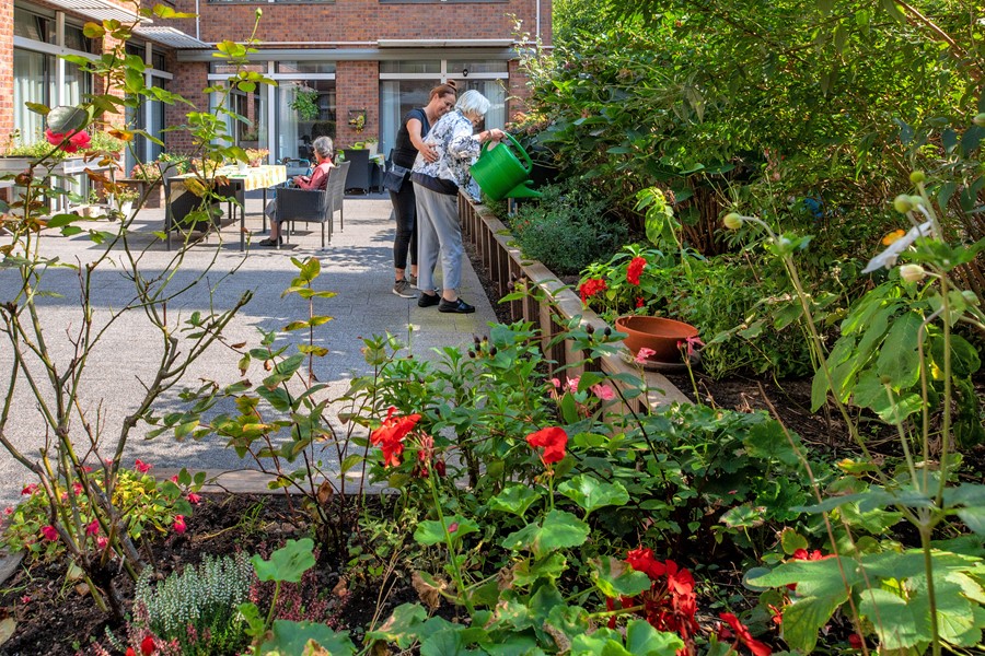 B&BW_De Globe_medewerker en cliënt_tuin