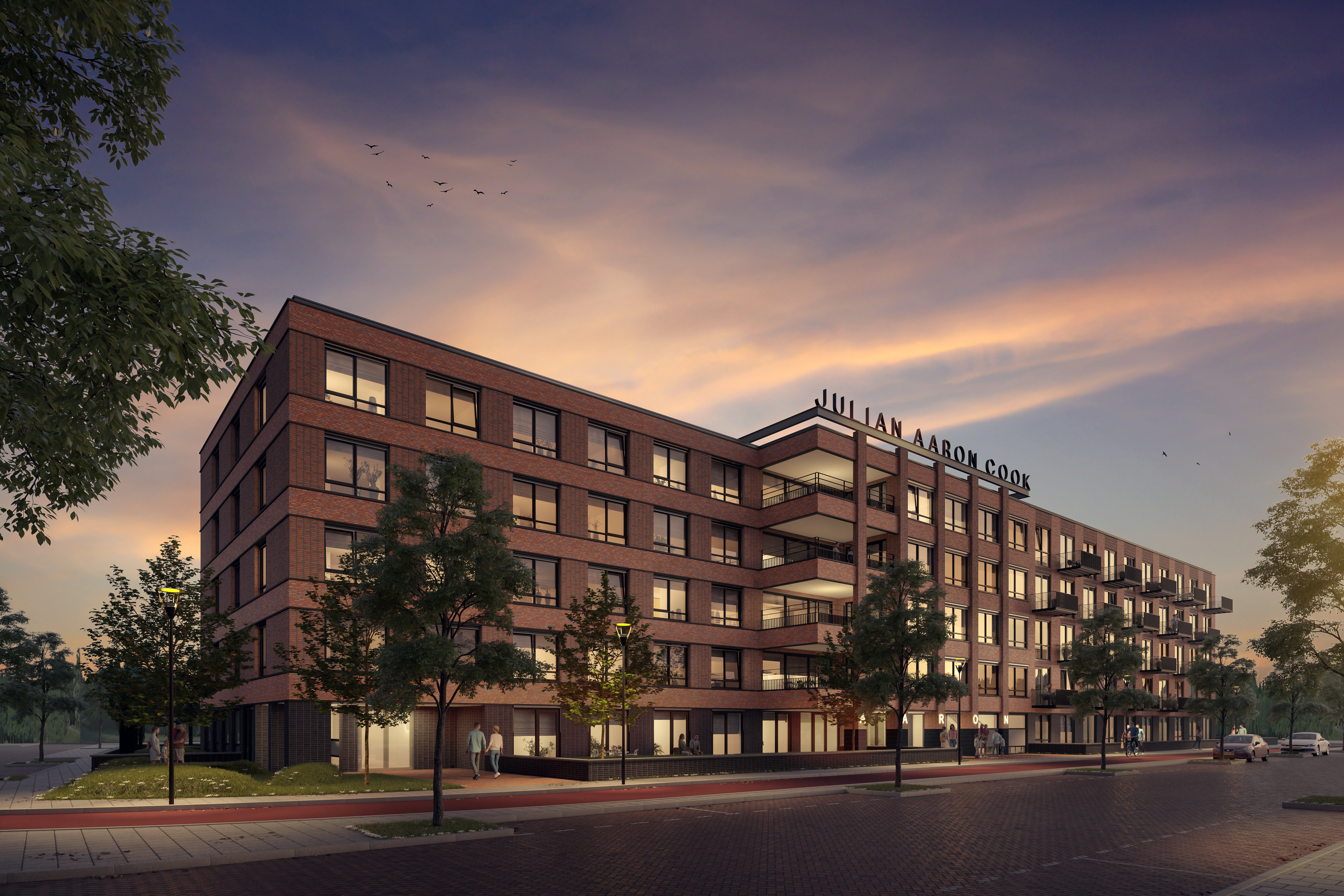 B&BW_Aaron_gebouw linksvoor in schemer artist impression